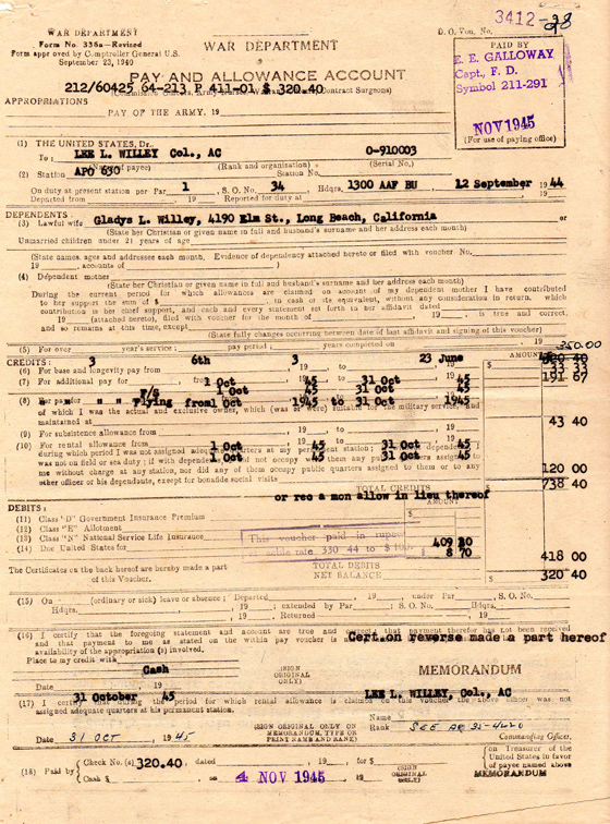 A Colonel's Pay, November 4, 1945